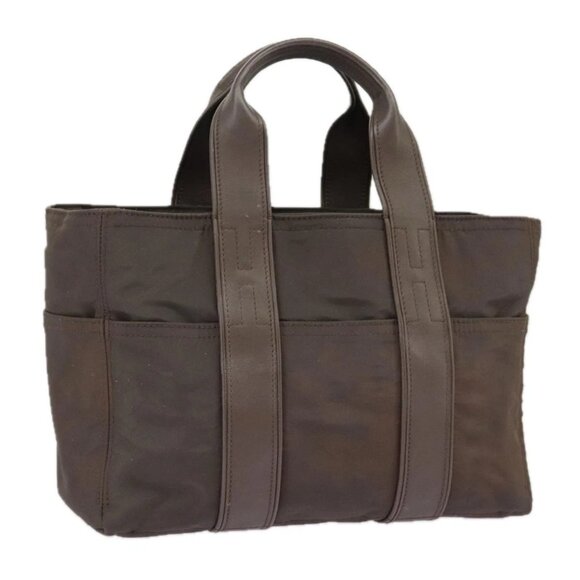 HERMES Acape Luco PM Tote Bag Nylon Brown Silver - Picture 1 of 16